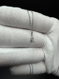 16-18" Adjustable Silver Cable Chain with 1/4ct Pear Shape VS/VVS Lab Diamond Solitaire Pendant 1.2g