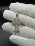 1.75" 10k Yellow Gold 1ctw Micro-Pave Natural Diamond Gothic Cross 5mm Bail 5.2g