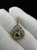 1" 10k Yellow Gold 1/3ctw Natural Diamond Buddha Pendant 5.1mm Bail 2.7g