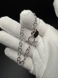 7" Silver Tiff Style Rolo Bracelet with Heart Charm 7.9g
