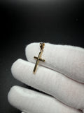 1" 14k Yellow Gold Round Cross 4mm Bail .72g