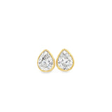 2.00ctw pear shape lab grown diamond bezel set martini stud earrings in 14K yellow gold - Ott Family Jewelry