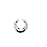 0.50ctw lab grown diamond 3-stone huggie hoop earrings in 14K white gold, view 2 - Ott Family Jewelry