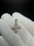 1" 10k Yellow Gold Budded Cross 1/2ctw Natural Diamond Pendant 4.5mm Bail 2.15g