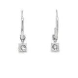 1.00ctw lab grown diamond graduated two-stone drop leverback earrings in 14K white gold, view 3 - Ott Family Jewelry