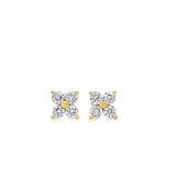 1.00ctw lab grown diamond quatrefoil cluster stud earrings in 14K yellow gold, view 2 - Ott Family Jewelry