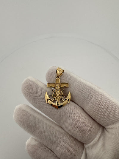 1.25" 14k Yellow Gold Mariner Cross 5mm Bail 2.8g