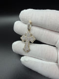 1.75" 10k Yellow Gold 1ctw Micro-Pave Natural Diamond Gothic Cross 5mm Bail 5.2g