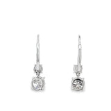 2.00ctw lab grown diamond graduated two-stone drop leverback earrings in 14K white gold, view 3 - Ott Family Jewelry