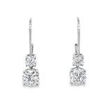 2.00ctw lab grown diamond graduated two-stone drop leverback earrings in 14K white gold - Ott Family Jewelry