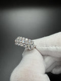 Size 7 14k White Gold 3ctw E-F VS/VVS Lab Diamond 3 Row Fashion Ring 4.35g