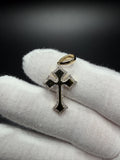 1.25" 10k Yellow Gold Gothic Cross 1/3ctw Natural Diamond Pendant 4.3mm Bail 1.6g