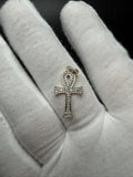 1" 10k Yellow Gold Ankh 1/5ctw Natural Diamond Pendant 3mm Bail 1.33g