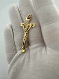 2" 14k Yellow Gold Crucifix on Square Cross High Detail 3mm Bail 4.0g