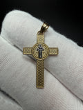 1.25" 14k Yellow Gold St Benedict Cross 4.4mm Bail 1.74g