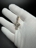 1.25" 10k Yellow Gold Baguette & Pave Cross 3/4ctw Natural Diamond Pendant 7mm Bail 3.0g
