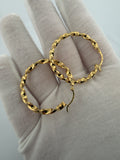 35mm 18K yellow gold twisted hoop earrings, 3.4g – Ott Family Jewelry (3)