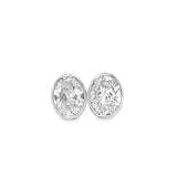 3.00ctw oval cut lab grown diamond bezel set martini stud earrings in 14K white gold - Ott Family Jewelry