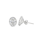 3.00ctw oval cut lab grown diamond bezel set martini stud earrings in 14K white gold, view 2 - Ott Family Jewelry