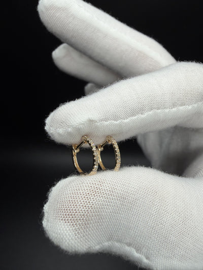 10mm 14k Yellow Gold 1/10ctw Natural Diamond Huggies 1.0g