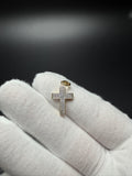 1" 10k Yellow Gold Latin Cross 1/5ctw Natural Diamond Pendant 4mm Bail 1.54g