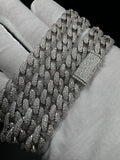 22" 10mm 30ctw Moissanite Silver Cuban Link 103.5g