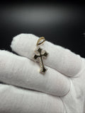 1.25" 10k Yellow Gold Gothic Cross 1/3ctw Natural Diamond Pendant 4.3mm Bail 1.6g