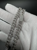 24" 8mm 30ctw Moissanite Silver Cuban Link 93.6g