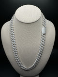 22" 14mm 25ctw Moissanite Silver Cuban Link 139.5g