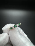 Size 7 14k Yellow Gold .9ctw Lab Emerald & 1.12ctw Lab Diamond Alternating Band 3.2mm 3.4g