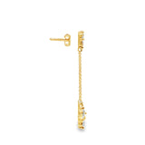 1.00ctw lab grown diamond double quatrefoil linear 1.5 inch drop earrings in 14K yellow gold, view 2 - Ott Family Jewelry