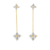1.00ctw lab grown diamond double quatrefoil linear 1.5 inch drop earrings in 14K yellow gold - Ott Family Jewelry
