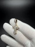 1.25" 10k Yellow Gold Baguette & Pave Cross 3/4ctw Natural Diamond Pendant 7mm Bail 3.0g