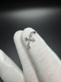 3/4" 10k White Gold 1/10ctw Natural Diamond Gothic Cross 2mm Bail .8g