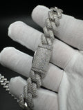 22" 14mm 25ctw Moissanite Silver Cuban Link 139.5g