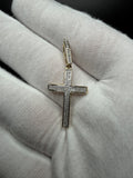 1.5" 10k Yellow Gold Latin Cross 1/3ctw Natural Diamond Pendant 5.6mm Bail 1.5g