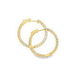 2.00ctw lab grown diamond 1 inch inside-out hoop earrings in 14K yellow gold, view 3 - Ott Family Jewelry