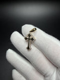 1.25" 10k Yellow Gold Gothic Cross 1/3ctw Natural Diamond Pendant 4.3mm Bail 1.6g