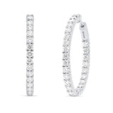 3.00ctw lab grown diamond 1 inch oval inside-out hoop earrings in 14K white gold, view 2 - Ott Family Jewelry