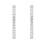 3.00ctw lab grown diamond 1 inch oval inside-out hoop earrings in 14K white gold, view 3 - Ott Family Jewelry