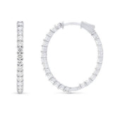 3.00ctw lab grown diamond 1 inch oval inside-out hoop earrings in 14K white gold - Ott Family Jewelry
