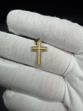 1" 14k Yellow Gold Beveled Edge Cross 3.5mm Bail 1.35g
