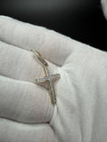 1.5" 10k Yellow Gold Latin Cross 1/3ctw Natural Diamond Pendant 5.6mm Bail 1.5g