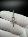 1.25" 10k Yellow Gold Ankh 1/2ctw Natural Diamond Pendant 5mm Bail 1.5g