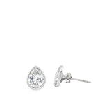 3.00ctw pear shape lab grown diamond bezel set martini stud earrings in 14K white gold, view 2 - Ott Family Jewelry