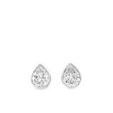 3.00ctw pear shape lab grown diamond bezel set martini stud earrings in 14K white gold - Ott Family Jewelry