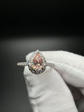 Size 7 14k White Gold .55ct Fancy Pink VS1 Pear Lab Diamond Center & .35ctw E VVS2 Lab Diamonds on Band EGL Certified 2.52g