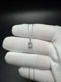 16-18" Adjustable Silver Cable Chain with 1ct Oval VS/VVS Lab Diamond Solitaire Pendant 1.6g