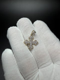 1" 10k Yellow Gold Budded Cross 1/2ctw Natural Diamond Pendant 4.5mm Bail 2.15g