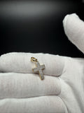 1" 10k Yellow Gold Latin Cross 1/5ctw Natural Diamond Pendant 4mm Bail 1.54g